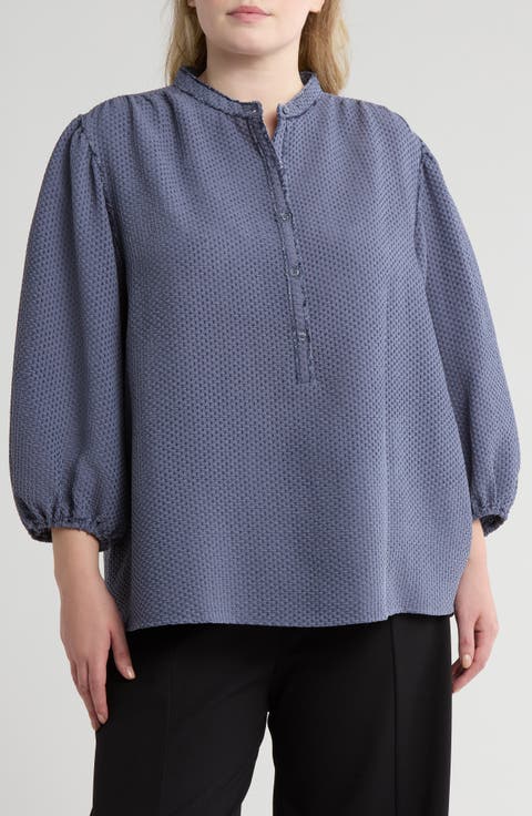 Textured Puff Sleeve Top (Plus)