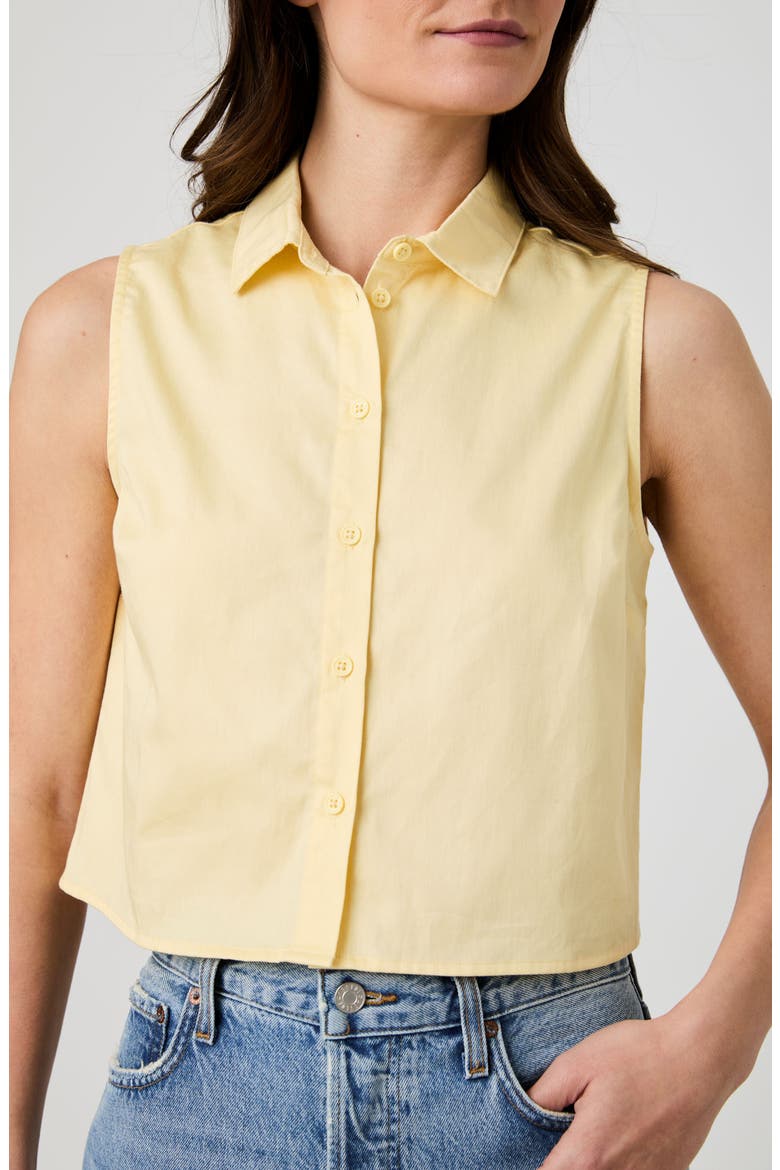Cotton Poplin Sleeveless Button-Up Top, Main, color, LEMON CREAM