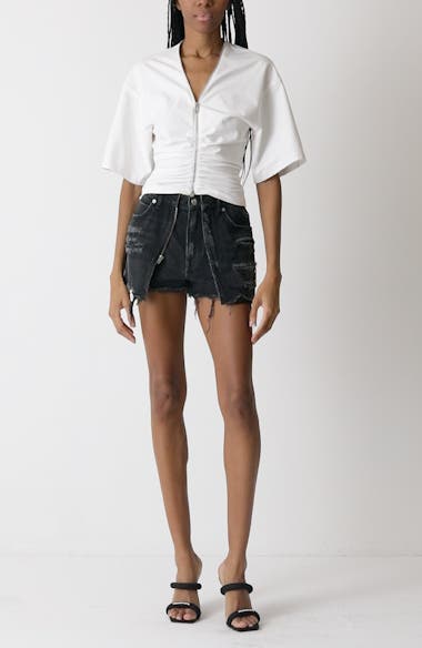 トップス R alexsanderwang border knit Alexander Wang Ruched Knit Zip Top | Nordstrom