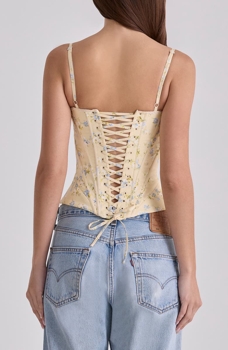 HOUSE OF CB Cadie Lemon Floral Stretch Cotton Corset Top, Alternate, color, Lemon Floral
