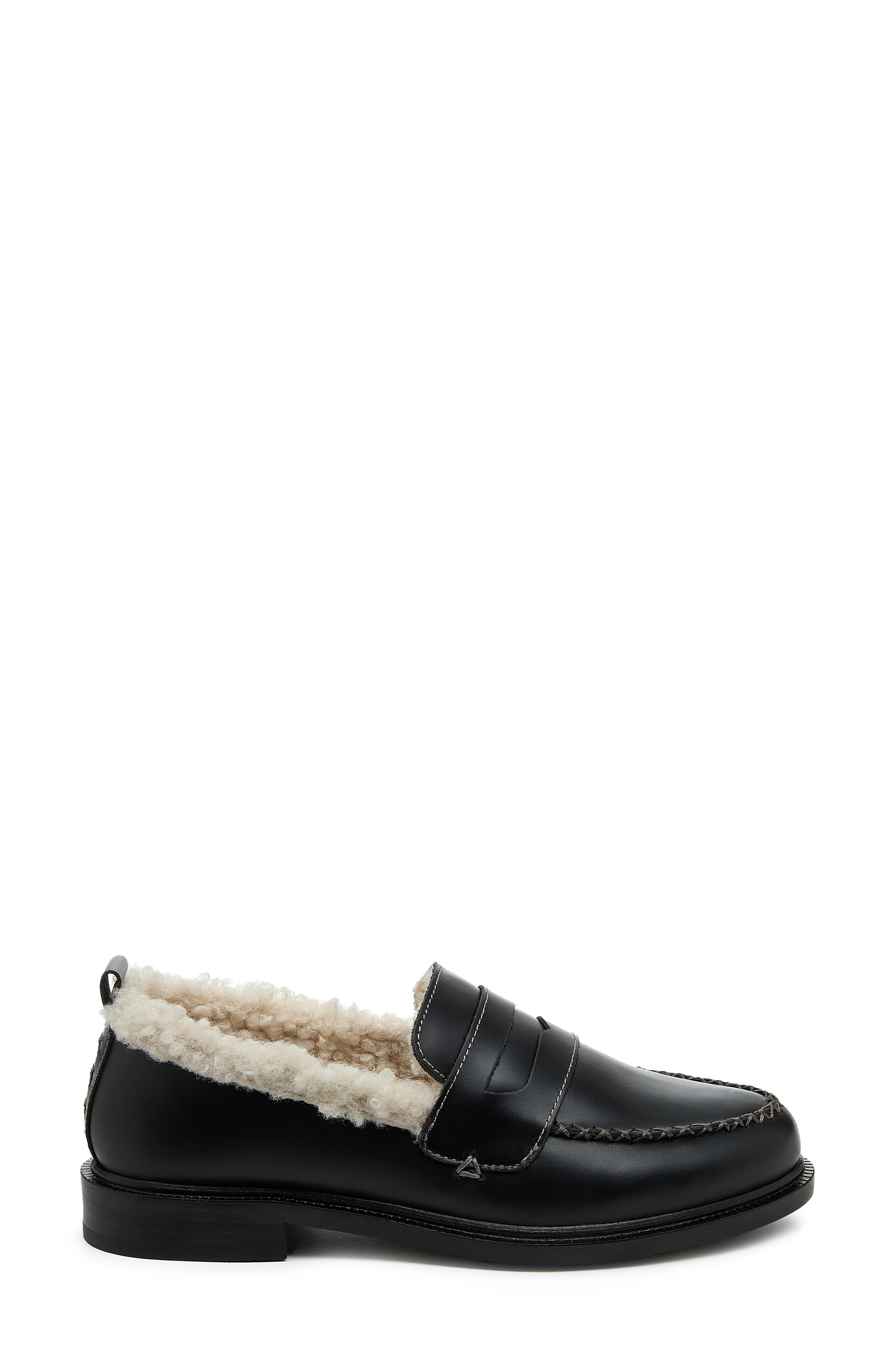Kelsi Dagger Brooklyn Lens Faux Shearling Lined Loafer, Alternate, color, Black