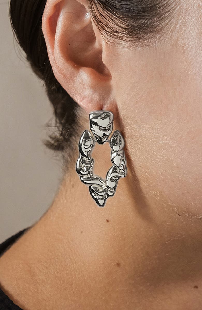 Sterling Forever Tali Molten Chunky Drop Earrings, Alternate, color, Silver