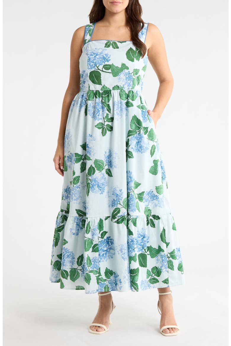 Mirla Floral Print Sleeveless Midi Dress, Main, color, BLUE-GREEN-MUL