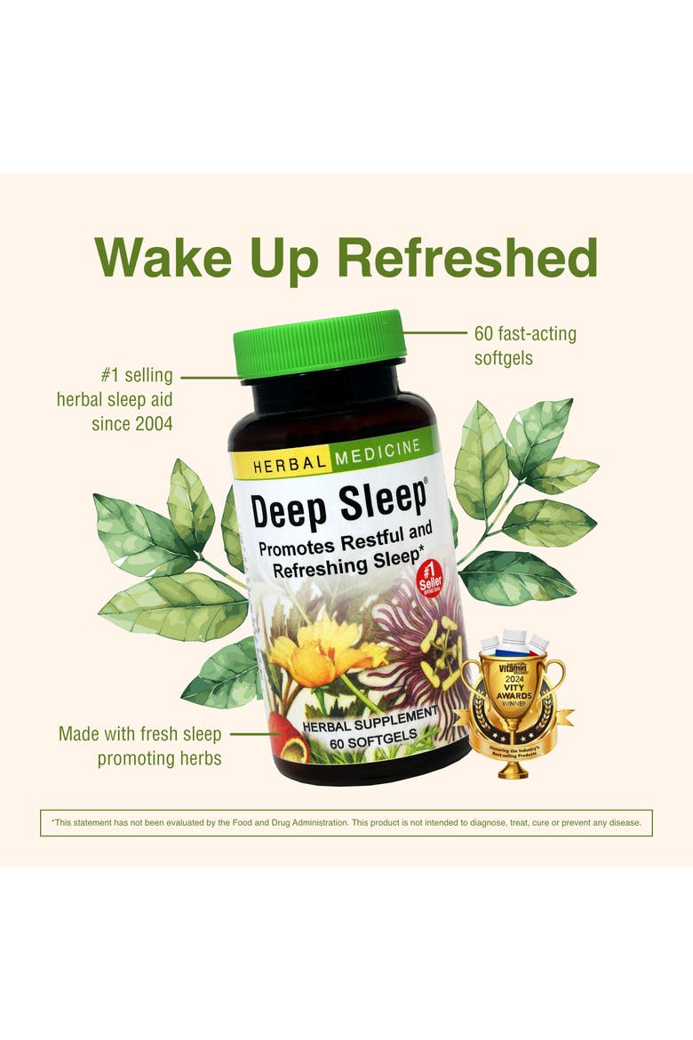 Deep Sleep Softgels - Herbal Sleep Support Supplement - Rest & Calming Support with Passionflower, Chamomile & Lemon Balm - 60 Softgels, Alternate, color, No Color