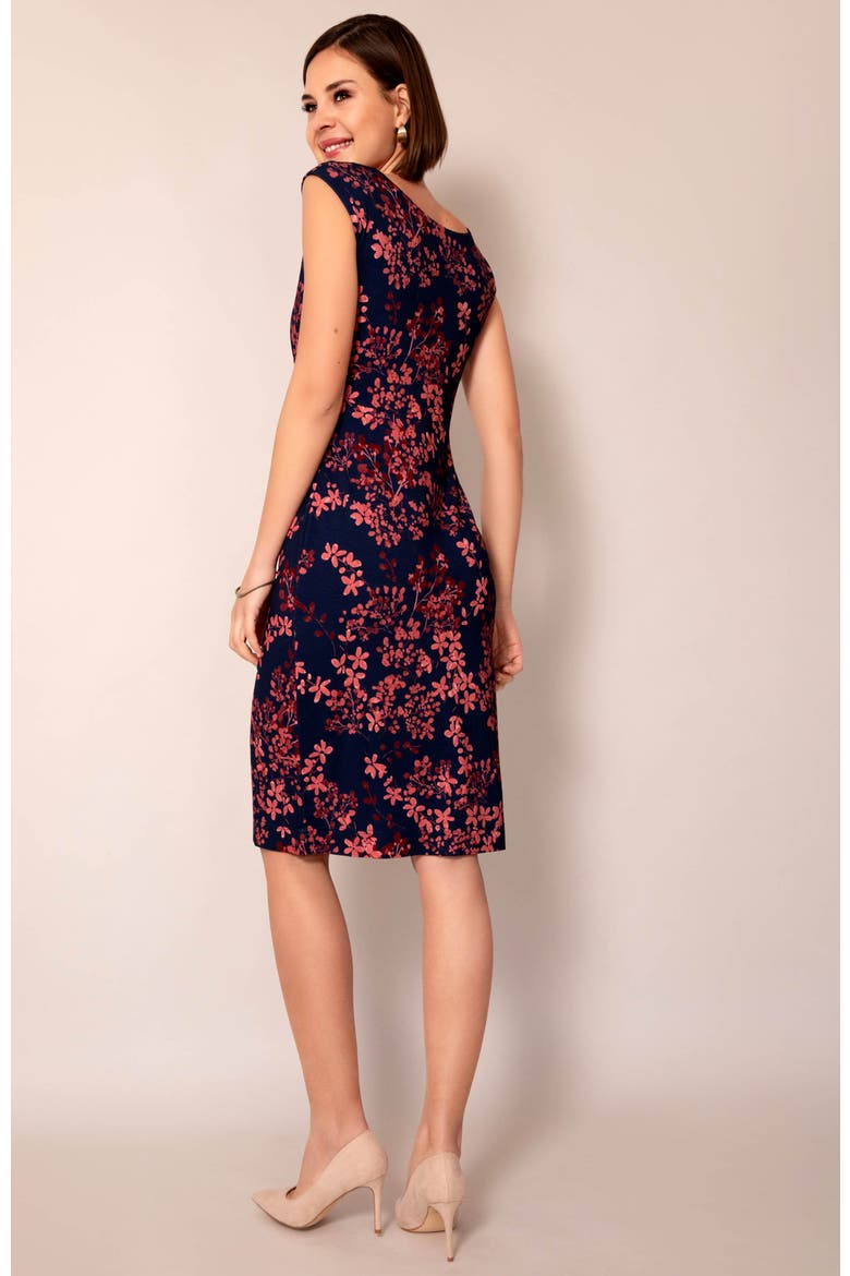 Sculpted Boatneck Floral Shift Dress, Alternate, color, Bronzed Blooms