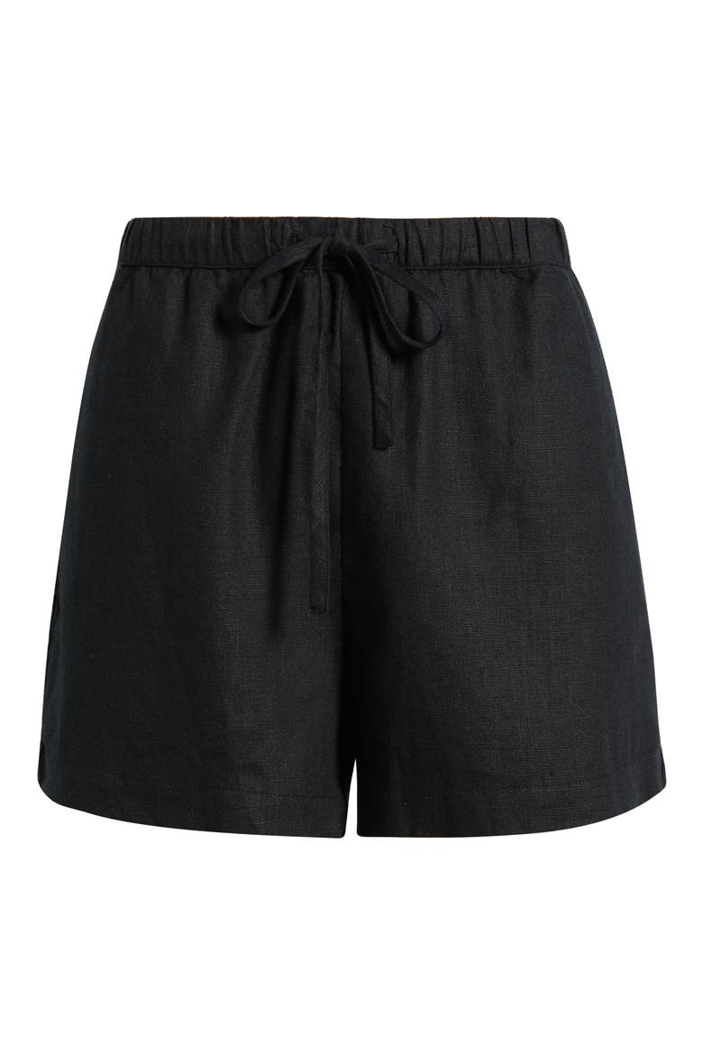 Jenner Linen Drawstring Shorts, Alternate, color, BLACK