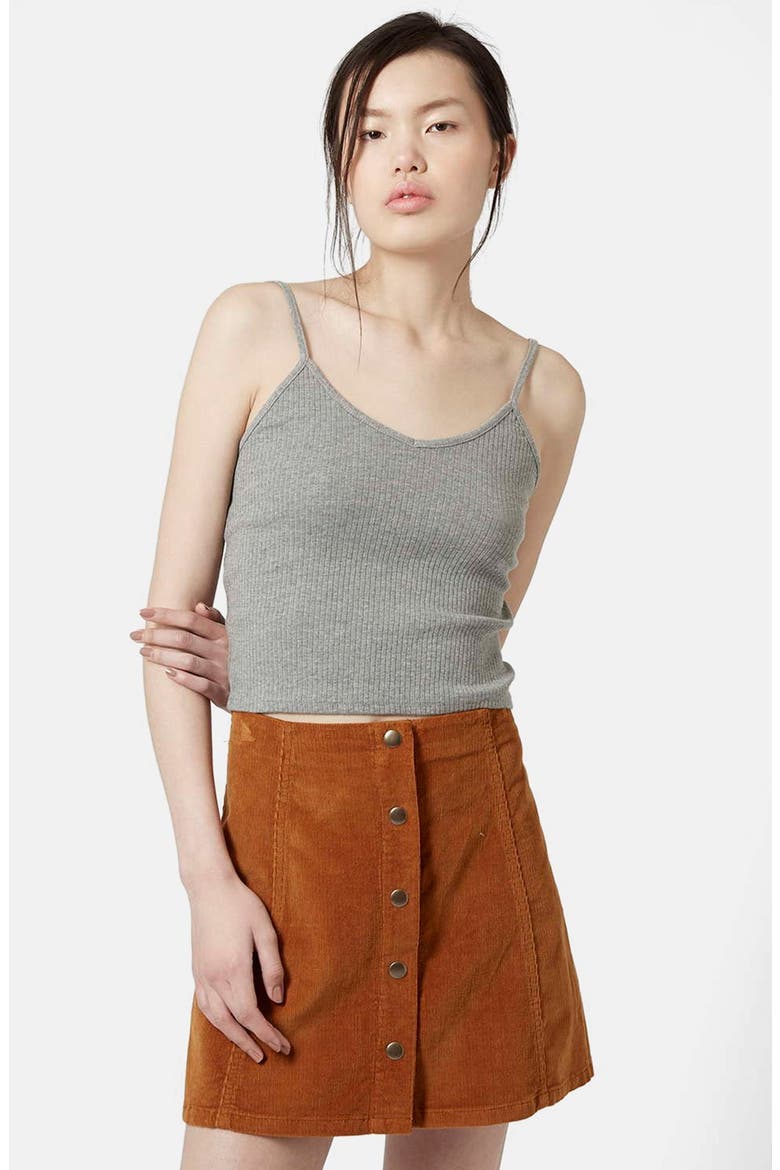 Ribbed Crop Camisole, Main, color, LIGHT GREY