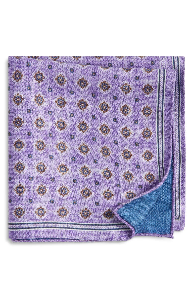 Nordstrom Diamond Medallion Silk Pocket Square, Main, color, Purple