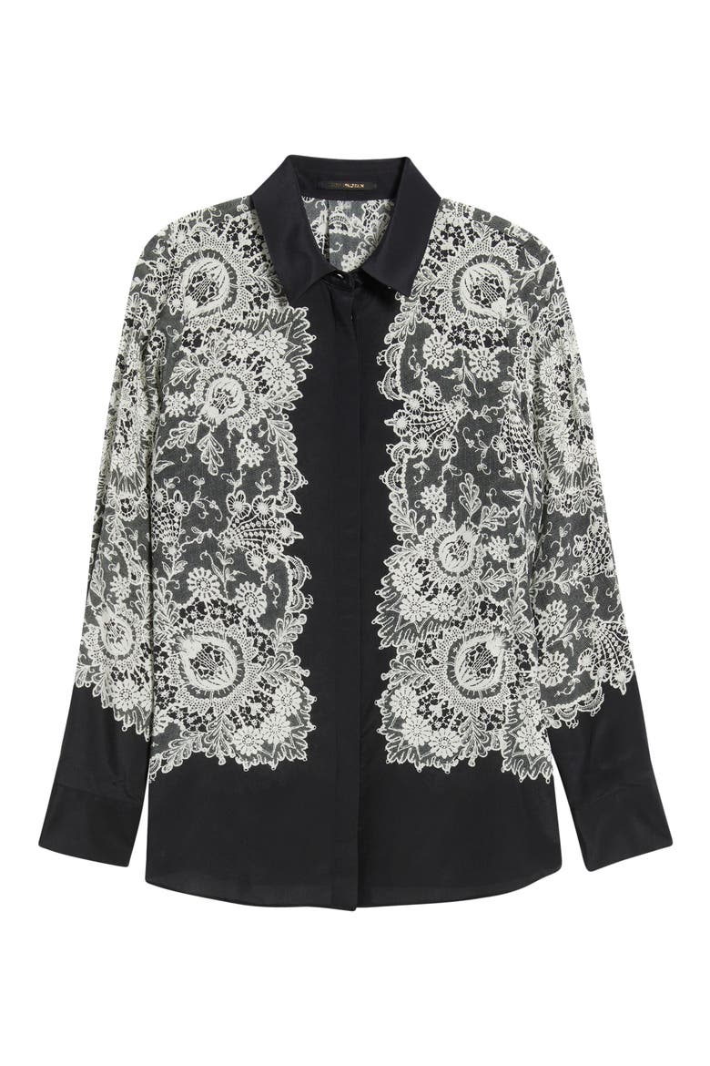 Willa Lace Silk Shirt, Alternate, color, BLACK MULTI