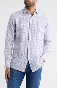 Peter Millar Clambake Plaid Linen Button-Up Shirt