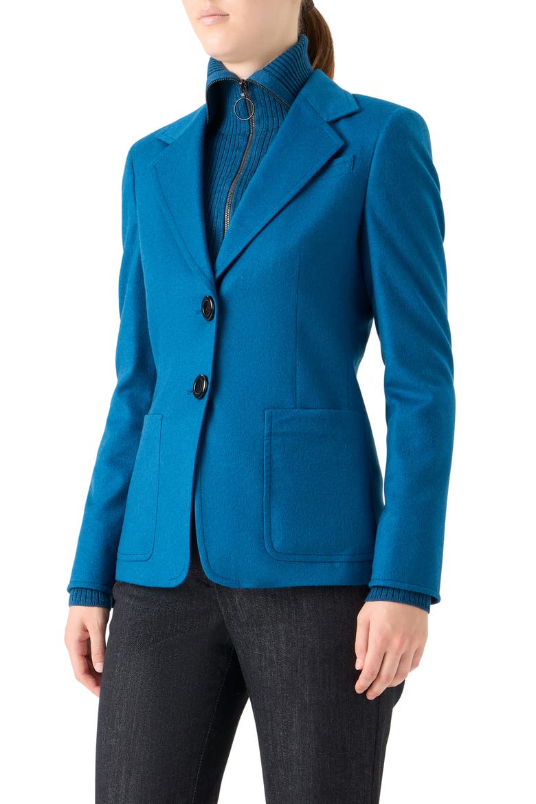 Single Breasted Wool Blazer, Alternate, color, TEAL