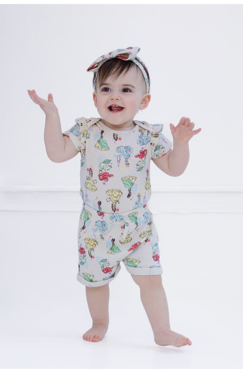 Disney Bodysuit Shorts & Headband Set, Alternate, color, Princess Beige