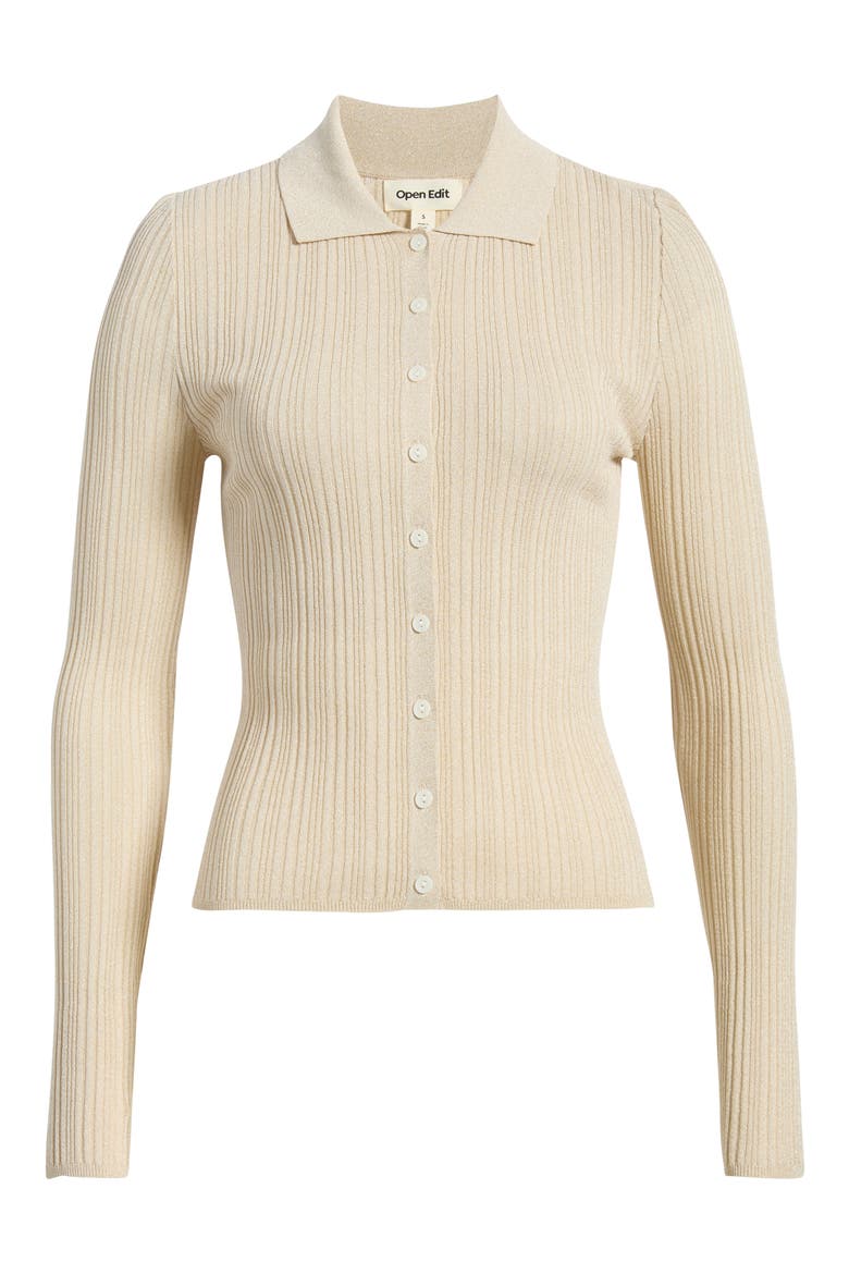 Metallic Collared Cardigan, Main, color, IVORY- GOLD