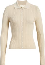 Open Edit Metallic Collared Cardigan