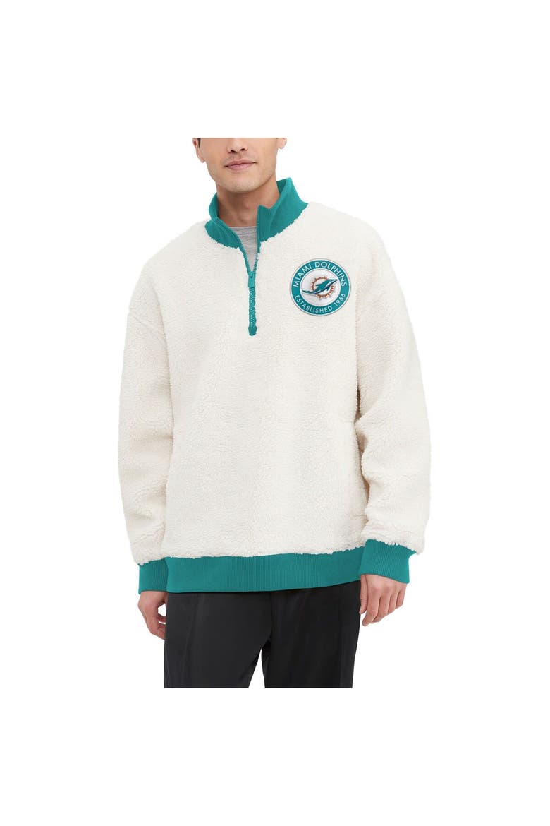 Men's Tommy Hilfiger  Cream Miami Dolphins Jordan Sherpa Quarter-Zip Sweatshirt, Alternate, color, Cream