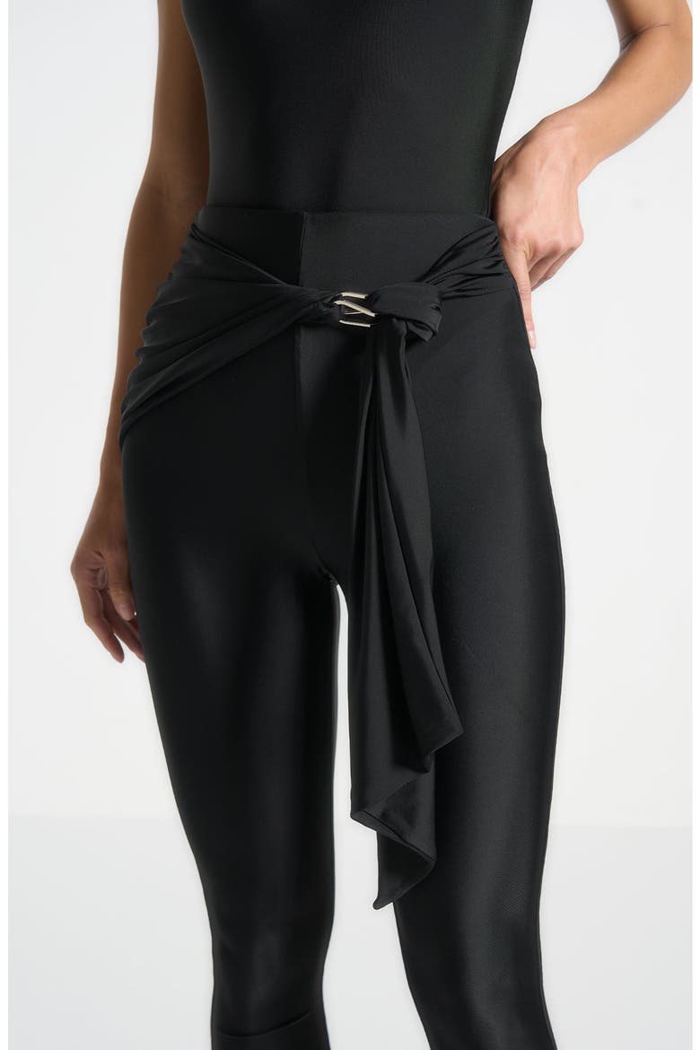 Draped Hardware Detail Leggings, Alternate, color, Black