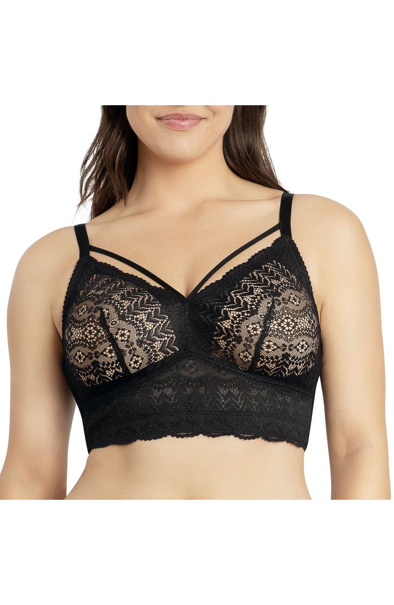 Parfait Mia Wire-Free Padded Lace Bralette, Main, color, Black