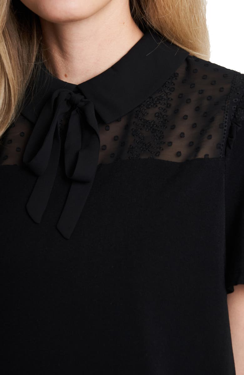 CeCe Tie Neck Lace Yoke Blouse, Alternate, color, 