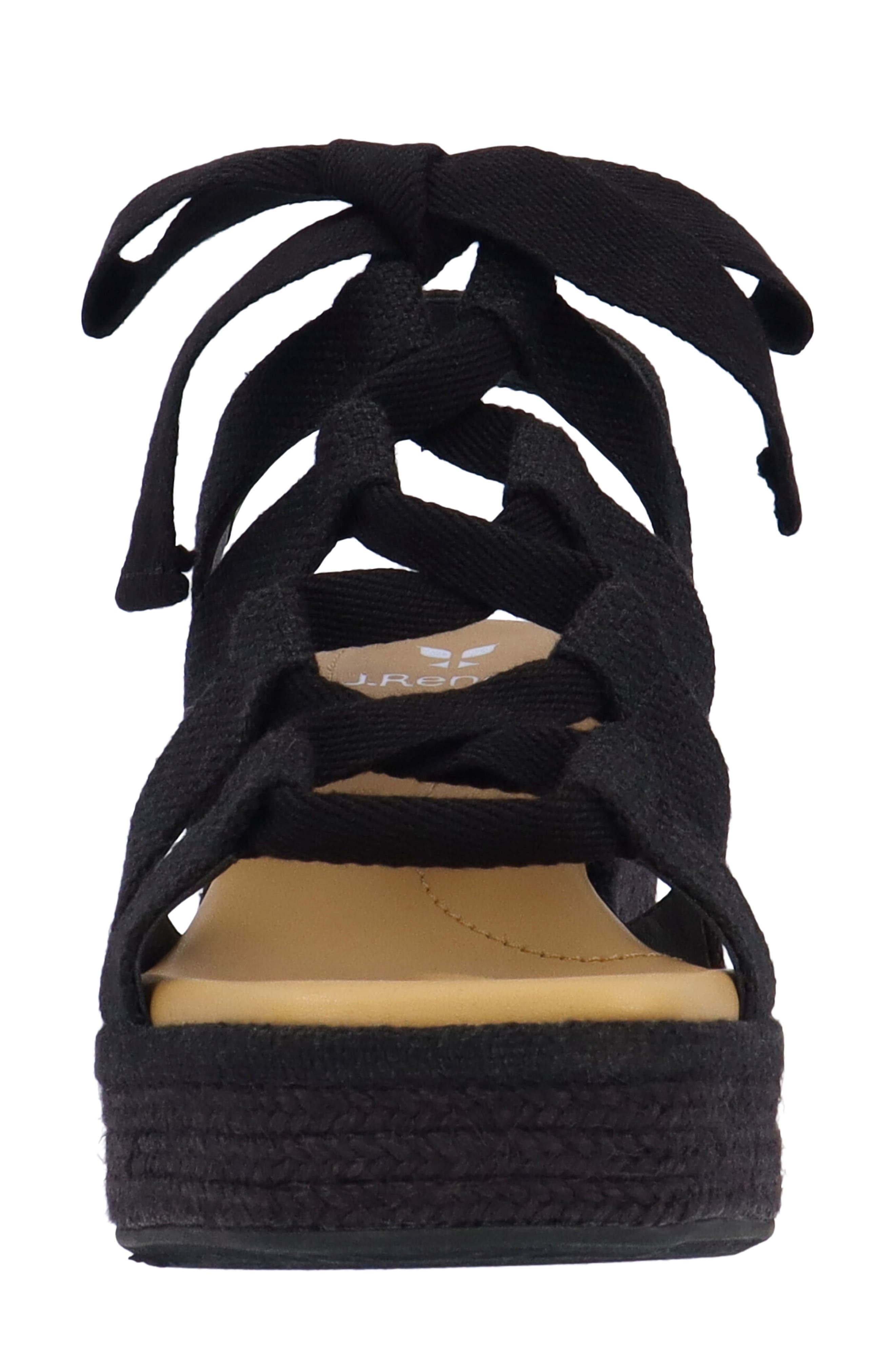 J. Reneé Garlynn Lace-Up Platform Wedge Sandal, Alternate, color, Black