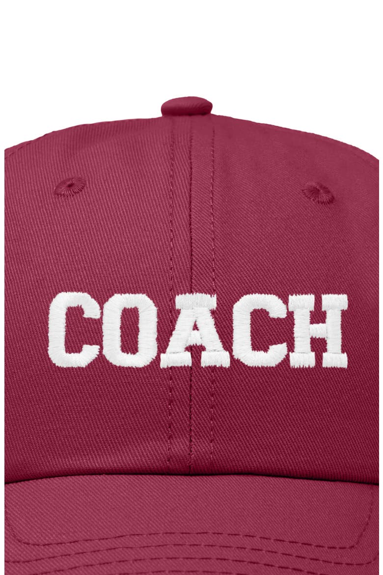 Coach Embroidered Sports Dad Cap, Alternate, color, Maroon