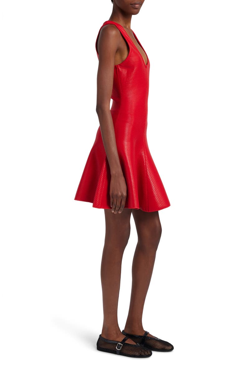 Coated Rib Fit & Flare Dress, Alternate, color, ROUGE