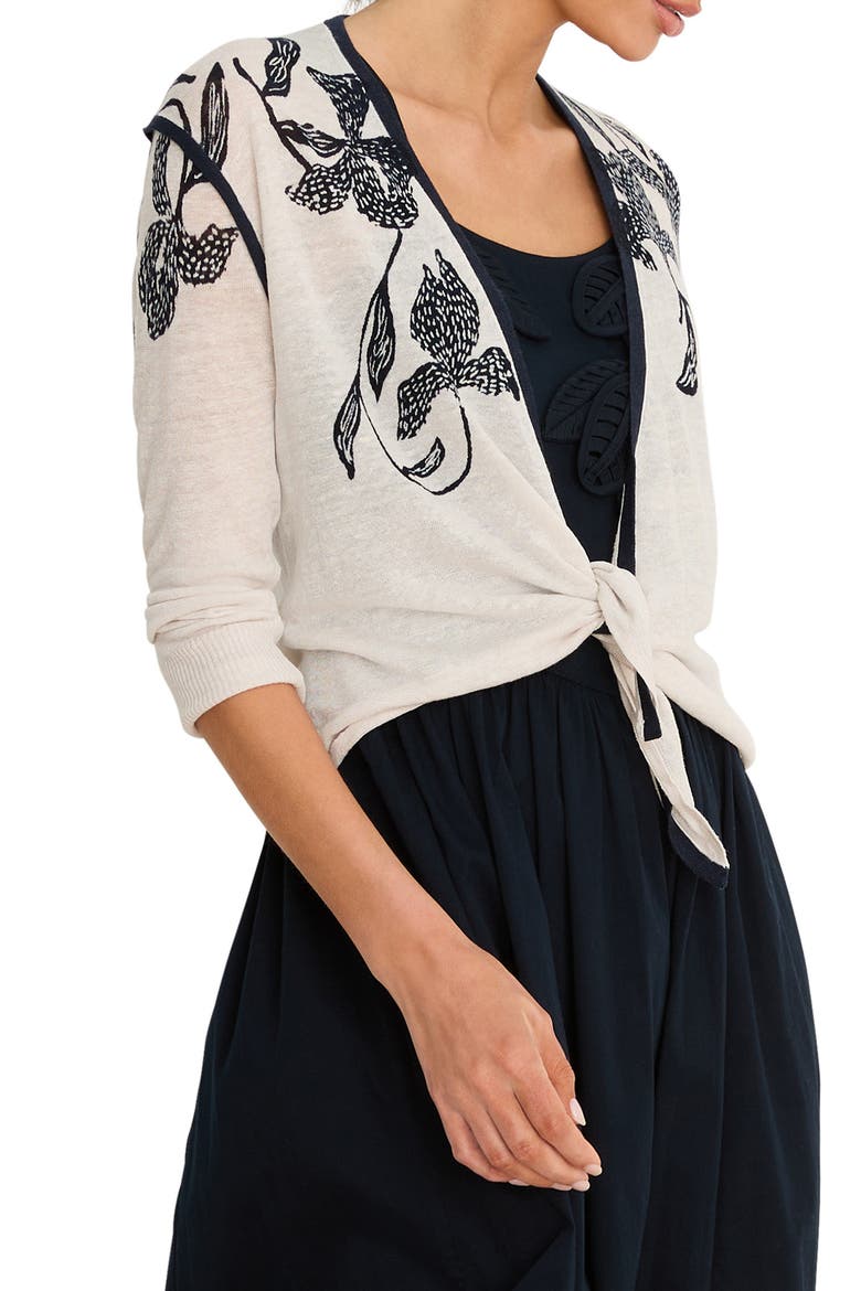 Inked Blooms Convertible Cardigan, Main, color, CREAM MULTI