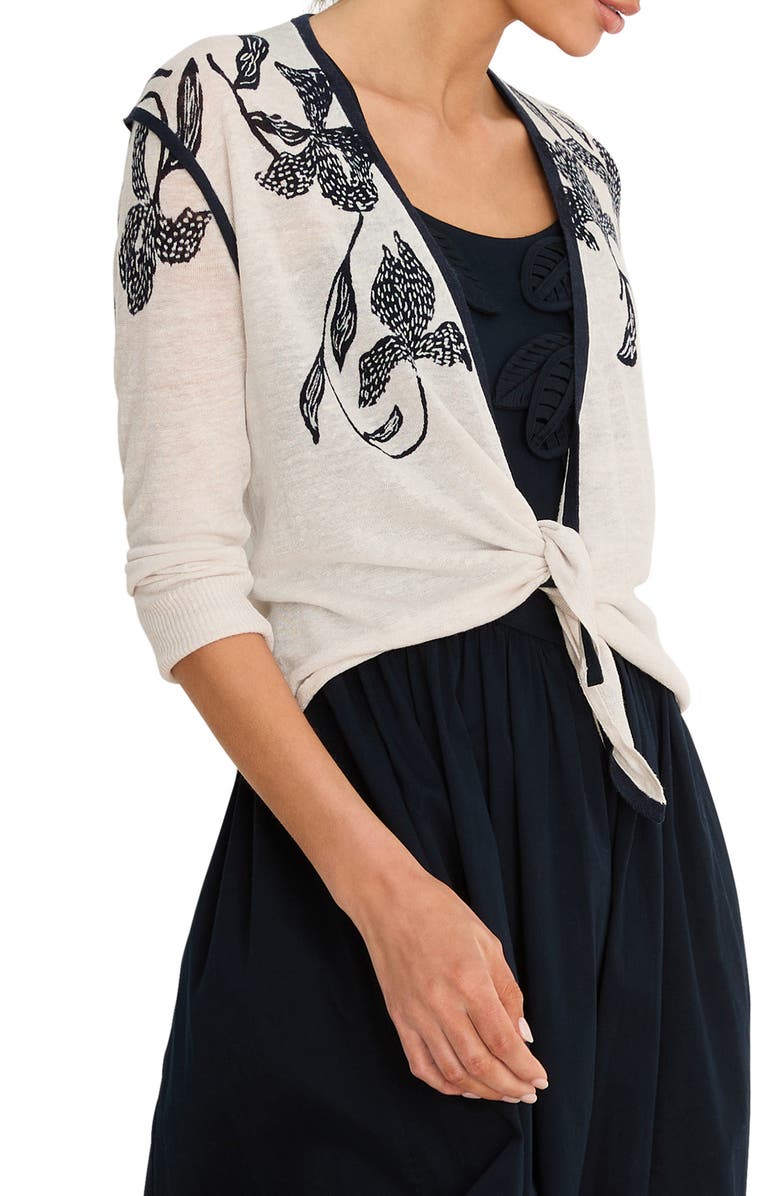 NIC+ZOE Inked Blooms Convertible Cardigan, Main, color, Cream Multi