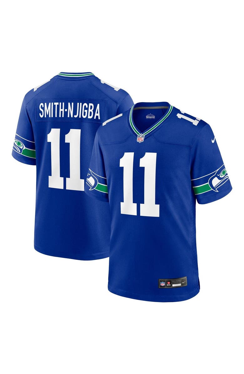 Nike Men's Nike Jaxon Smith-Njigba Royal Seattle Seahawks Throwback Player Game Jersey, Main, color, Royal