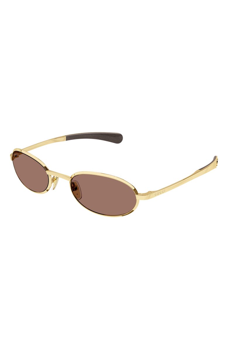 Gucci 53mm Oval Sunglasses, Alternate, color, Gold