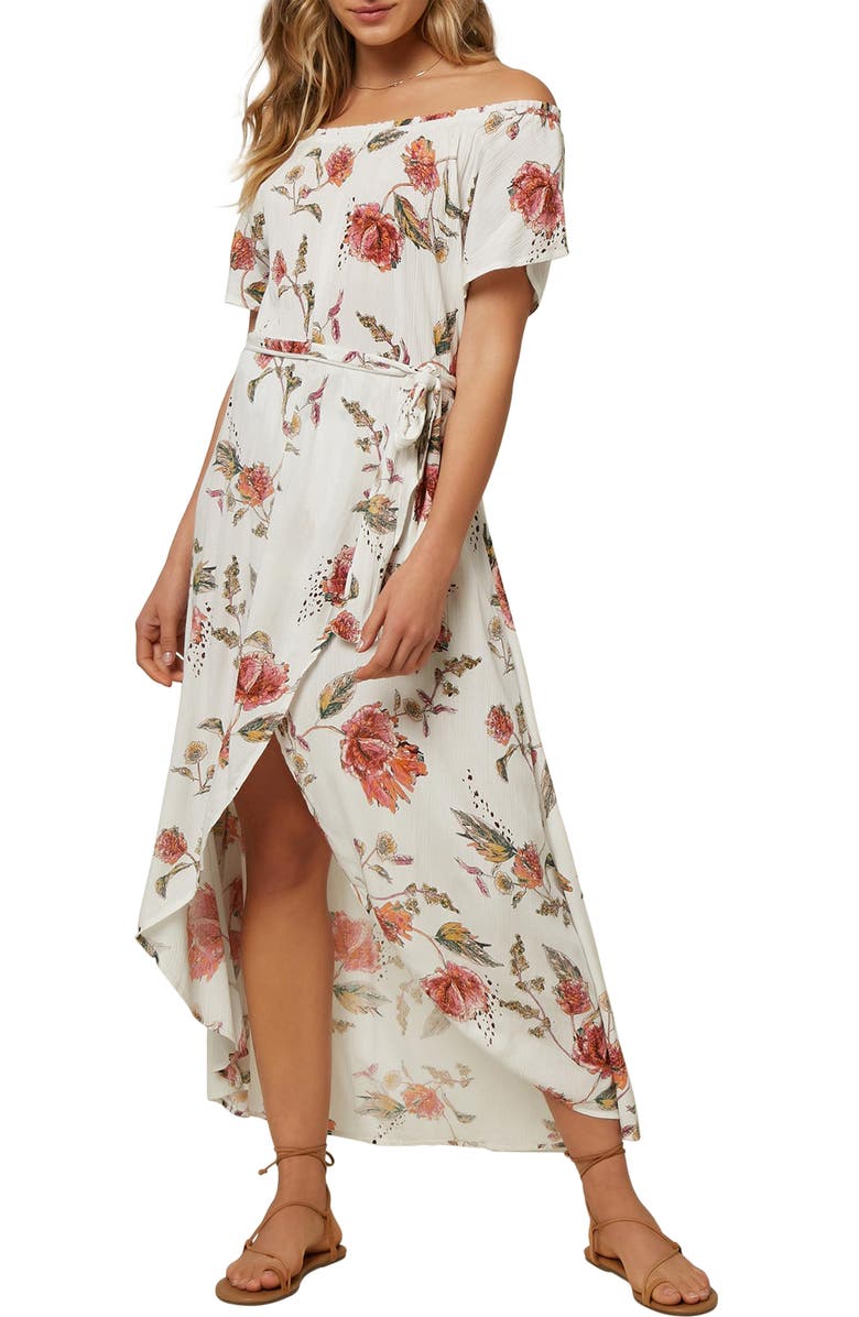 O'Neill Conners Off the Shoulder Midi Dress, Main, color, 
