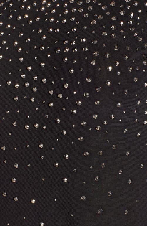 Cece By Cynthia Steffe Rhinestone Embellished Long Sleeve Top In Black