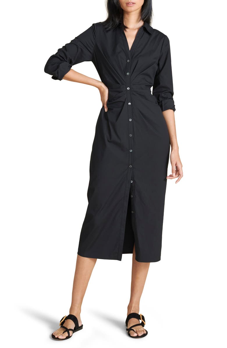 Veronica Beard Cita Long Sleeve Stretch Cotton Shirtdress, Main, color,