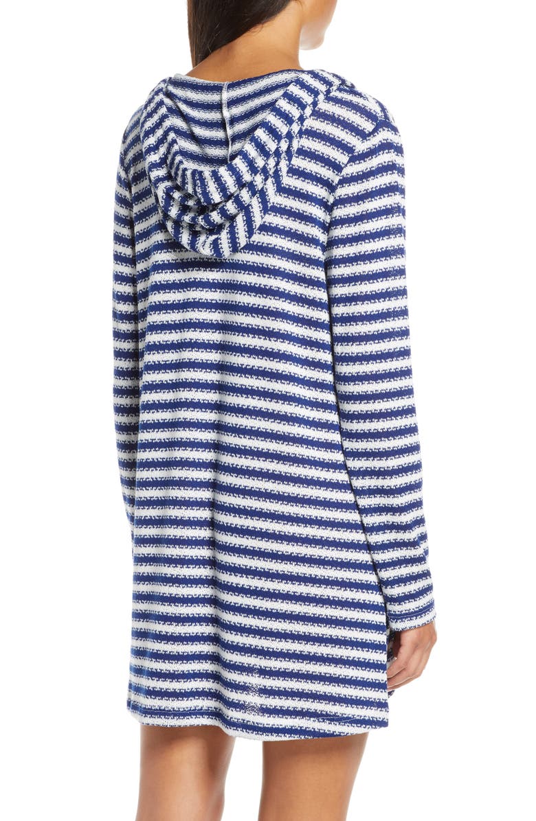 La Blanca Slouchy Hooded Sweater Cover-Up Tunic, Alternate, color, Midnight