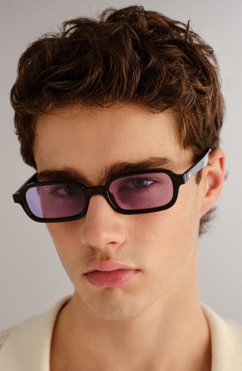 Le Specs Pilferer 53mm Rectangular Sunglasses, Alternate, color, Black/Lilac Tint