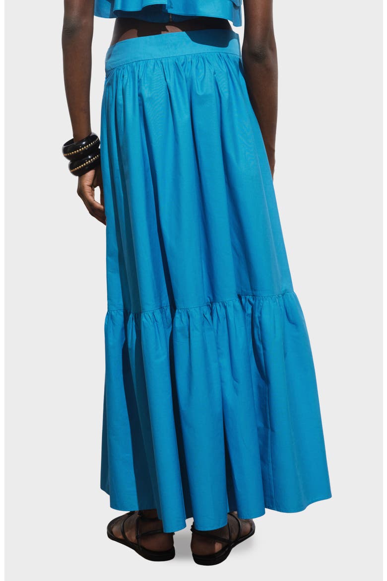 Tiered Cotton Maxi Skirt, Alternate, color, BLUE