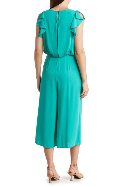 Eliza J Moss Ruffle Sleeve Crepe Jumpsuit In Blue