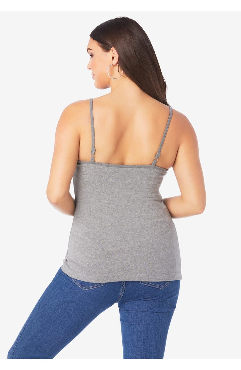 Roaman's Plus Size Cami with Built-In Bra and Adjustable Straps, Alternate, color, Black