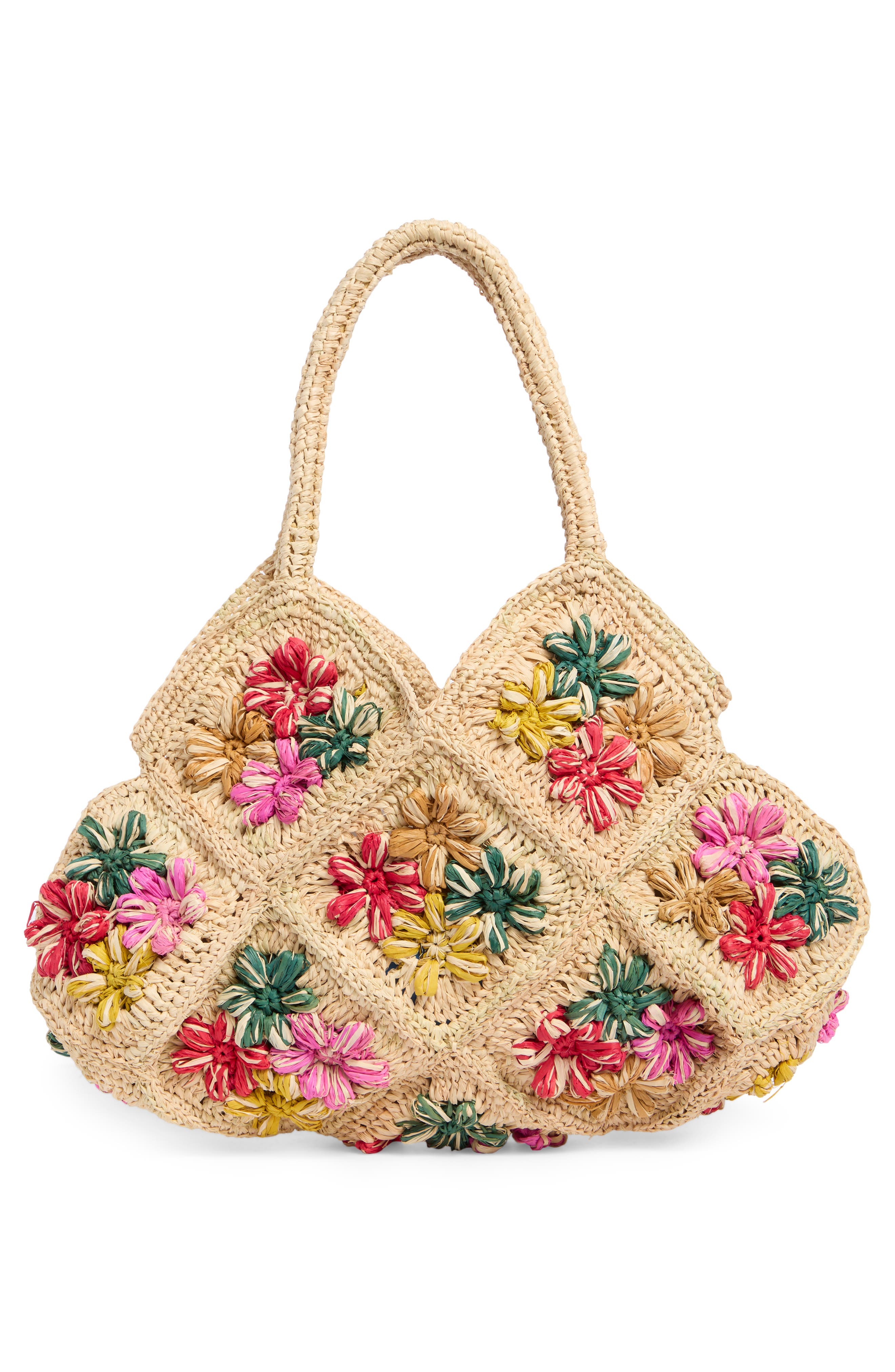 URBAN EXPRESSIONS HANDBAGS Raffia Hobo Bag, Alternate, color, Beige Multi