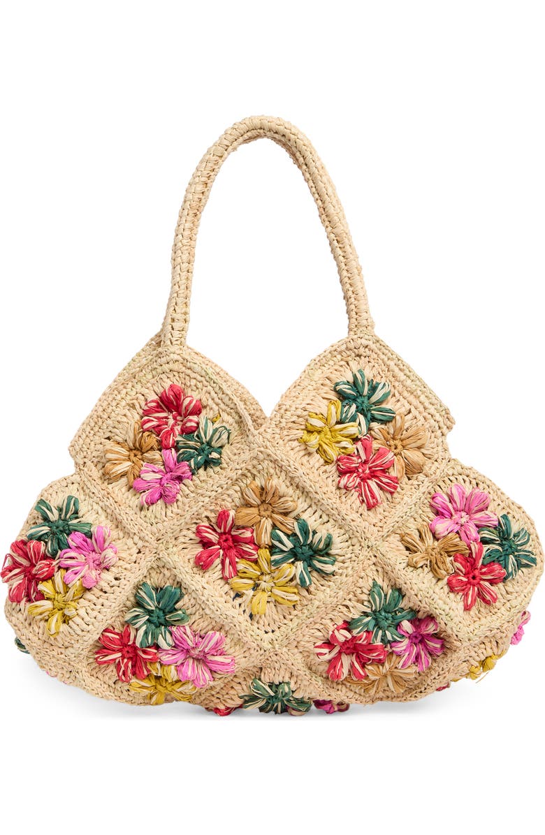 URBAN EXPRESSIONS HANDBAGS Raffia Hobo Bag, Alternate, color, Beige Multi