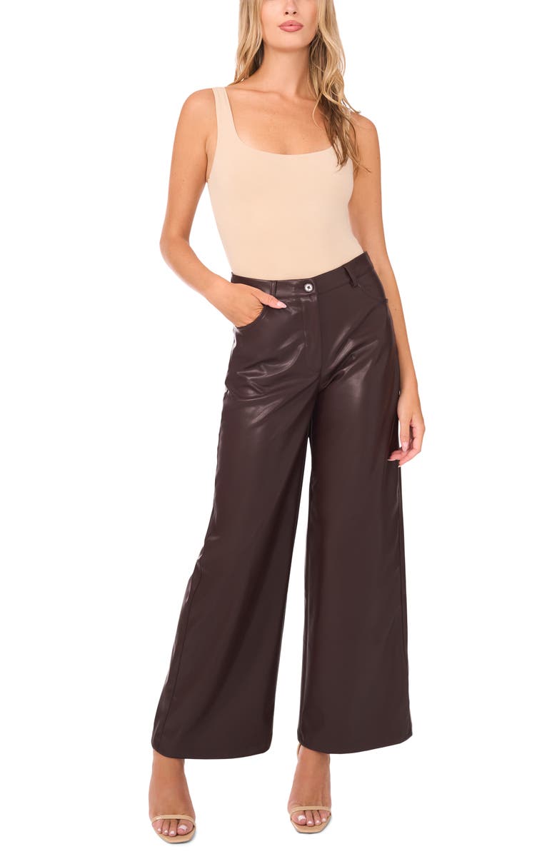 Parker Faux Leather Wide Leg Pants, Alternate, color, Black Coffee
