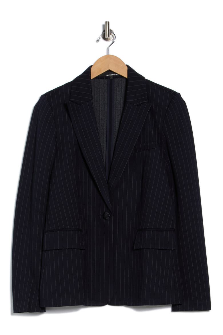 Pinstripe Ponte Blazer, Alternate, color, NAVY