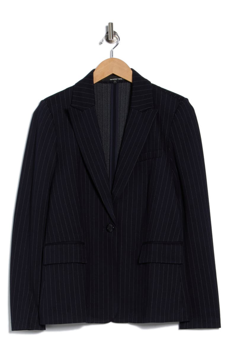Amanda & Chelsea Pinstripe Ponte Blazer, Alternate, color, Navy