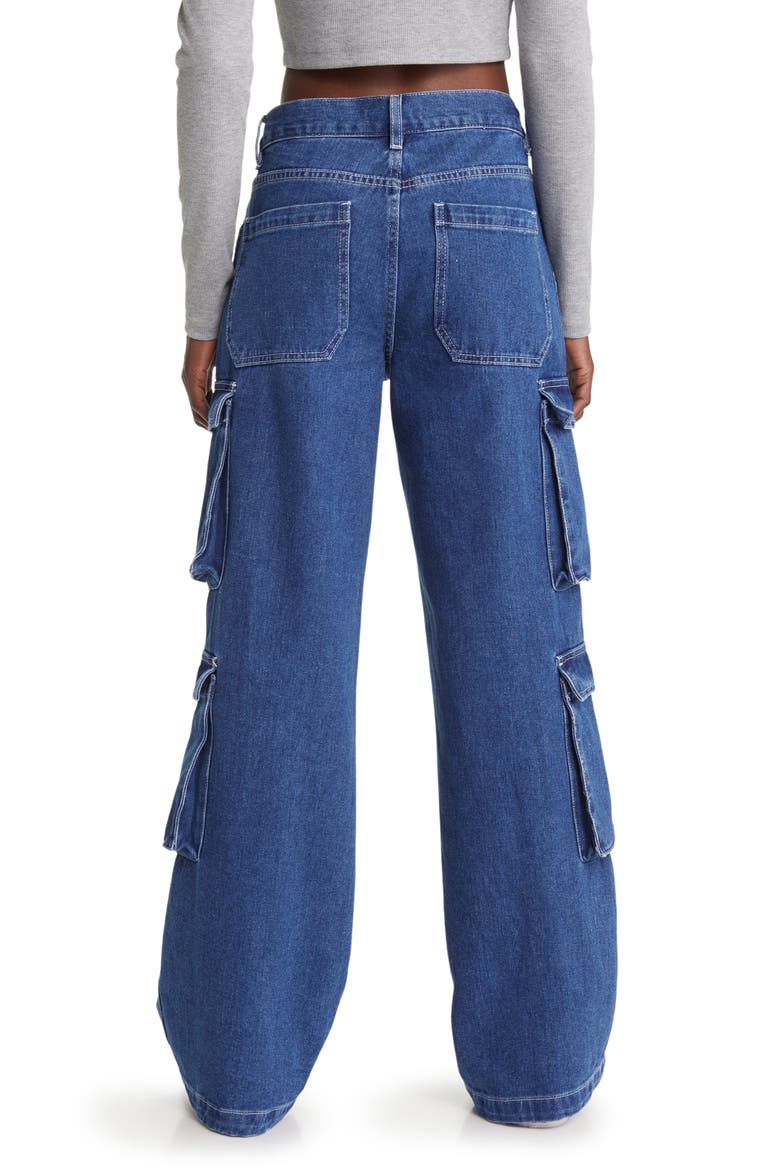 '90s Baggy Nonstretch Cotton Denim Cargo Jeans, Alternate, color, JAMIE BLUE