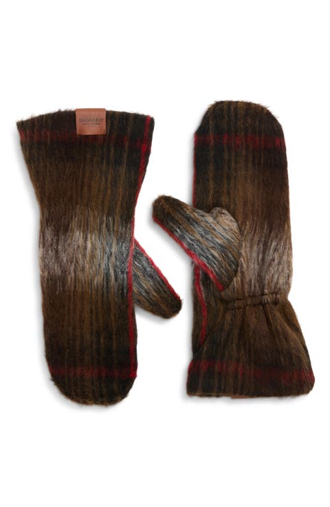 Check Brushed Wool Gloves