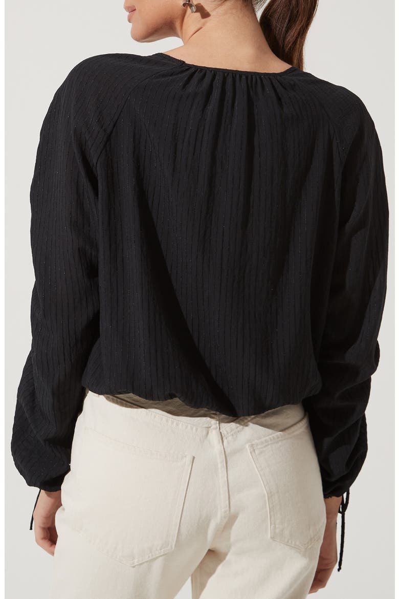 Ruched Long Sleeve Top, Alternate, color, BLACK