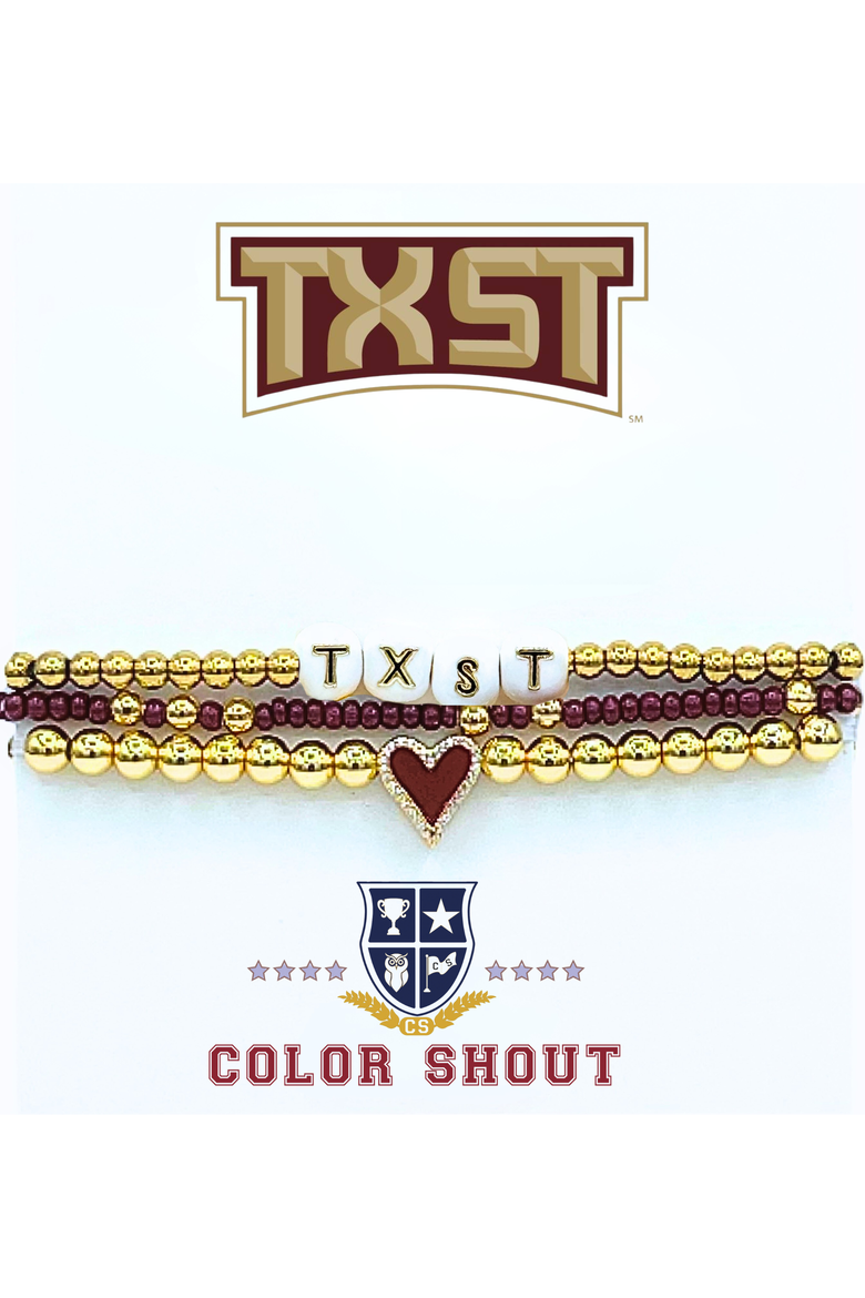 Texas State Love My College Bracelet Stack, Main, color, Yellow Gold