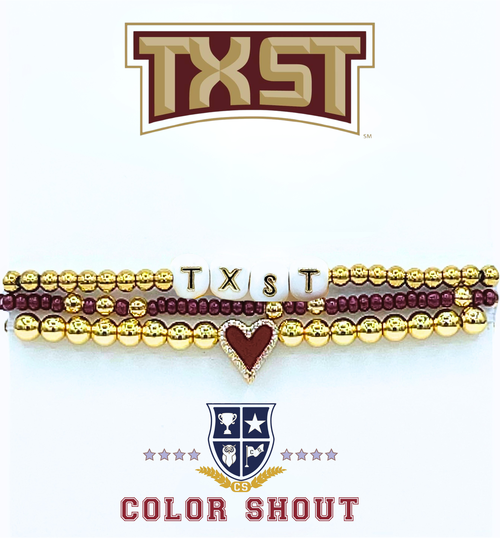 Color Shout Texas State Love My College Bracelet Stack In Gold