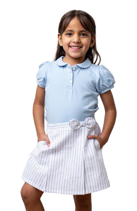 Girls' Linen Pleated Bow Skort, Kids