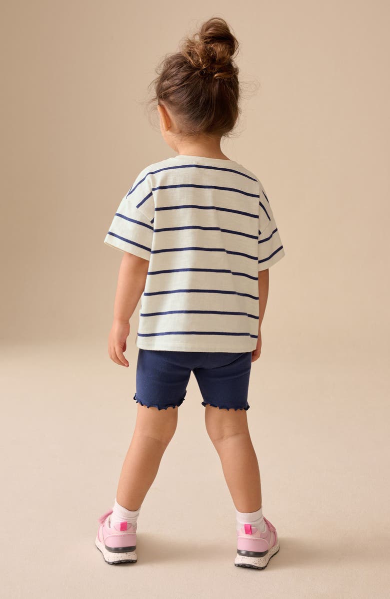 NEXT Kids' Fruit Appliqué T-Shirt & Cycle Shorts Set, Alternate, color, Blue Multi