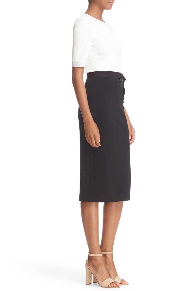 'Wandee' Colorblock D-Ring Sheath Dress, Alternate, color, BLACK/ WHITE